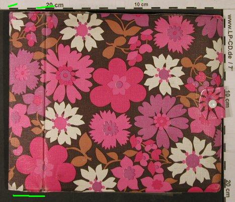 Single Album Kunststoff: Rot/Rosa/Lila Blumenmuster"Hippy", 20 Taschen,vg+, 70ger Typ: Album Best.-Nr.: Z8 Preis: 4,00 Euro
