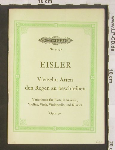 Eisler,Hanns: 14 Arten den Regen zu beschreiben, Edition Peters(5219a), DDR,Noten,  - TB - 40008 - 3,00 Euro