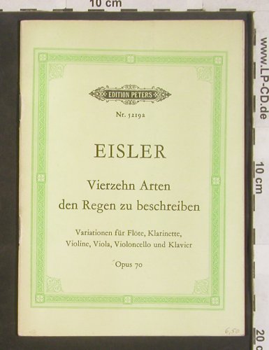 Eisler,Hanns: 14 Arten den Regen zu beschreiben, Edition Peters (5219a), DDR,Noten Typ: TB Best.-Nr.: 40008 Preis: 3,00 Euro