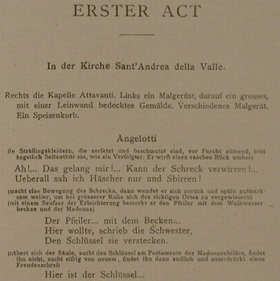 Puccini, Giacomo: Tosca - deutsch von Max Kalbeck, G. Ricordi & Co., D, 1899 Typ: Heft Best.-Nr.: 40076 Preis: 3,00 Euro