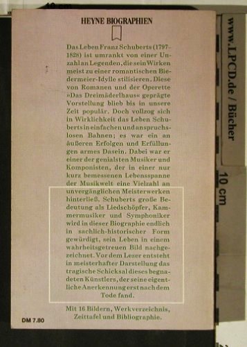 Schubert,Franz: Tragik eines Begnadeten, Fritz Hug, Heyne (27), D, 1976 Typ: TB Best.-Nr.: 40194 Preis: 3,00 Euro