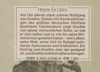 Goethe, Johann Wolfgang von: Aphorismen und Anekdoten, Heyne(3-453-42096-9), D, 1982 - Buch - 40061 - 2,00 Euro