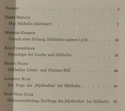 Hölderlin ohne Mythos: von Ingrid Riedel, VR(356/357/358), D, 73 - TB - 40103 - 2,50 Euro