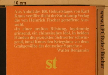 Kraus,Karl: Magie der Sprache-Ein Lesebuch, Surkamp st 204(3-518-0670-4), D, 1st, 1974 - Buch - 40001 - 3,00 Euro