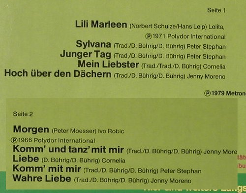 V.A.Lili Marleen: Lolita,Cornelia,Ivo Robic, Zebra(0091.588), D, 1979 - LP - E8698 - 4,00 Euro