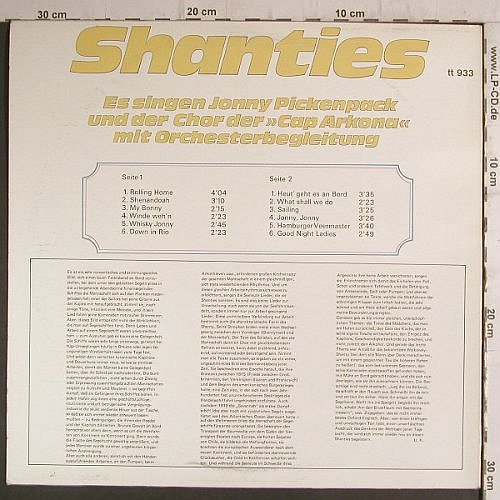 Jonny Pickenpack&Chor d.CapArkona: Shanties, TT Record(TT  933), D,  - LP - F6808 - 5,50 Euro
