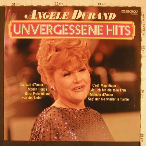 Durand,Angele: Unvergessene Hits,Club Edition, EMI(46 329 9), D,  - LP - F8313 - 5,00 Euro