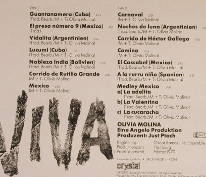 Molina,Olivia: Viva, Foc, m-/vg+, Crystal(066 CRY 45 889), D, 1979 - LP - F8500 - 5,00 Euro