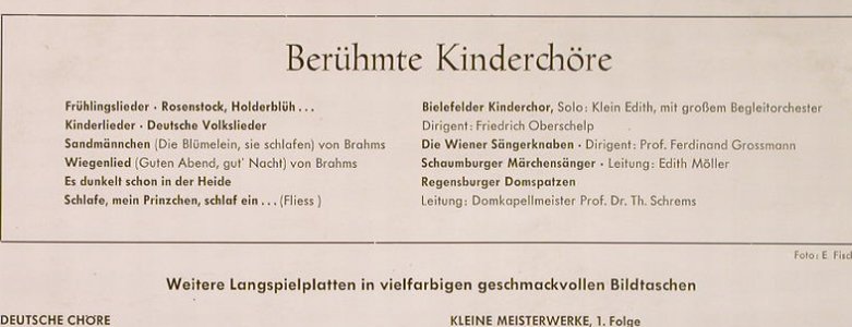 V.A.Berühmte Kinderchöre: Bielefelder Kinderc.WienerSängerkn., Telefunken(TW 30 086), D,  - 10inch - F9109 - 4,00 Euro
