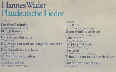 Wader,Hannes: Plattdeutsche Lieder, Club-Auflage, Philips(27 526-3), D, 1974 - LP - F9913 - 5,50 Euro