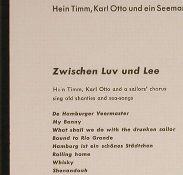 Timm,Hein / Karl Otto / Seemannchor: Zwischen Luv und Lee, Bertelsmann(33 724), D,  - 10inch - H166 - 7,50 Euro