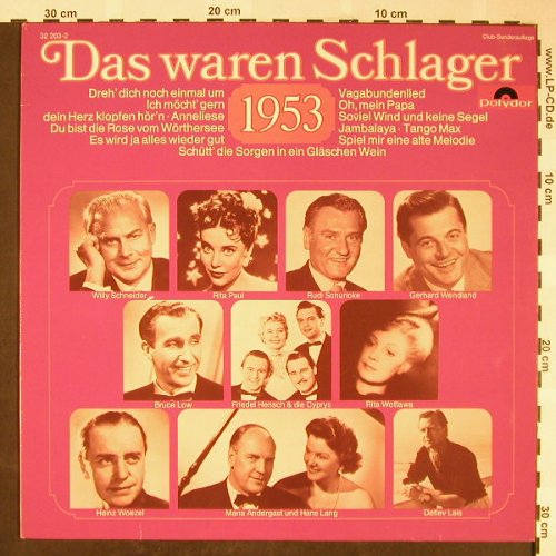 V.A.Das Waren Schlager: 1953 - Bruce Low...Detlev Lais, Polydor(32 203-2), D, DSC,  - LP - H1744 - 5,00 Euro