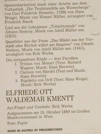Ott,Elfriede - Waldemar Kmentt: Das kleine Zweimaleins(Eric Werba), Preiser Records(SPR 3207), A, 1969 - LP - H2092 - 7,50 Euro