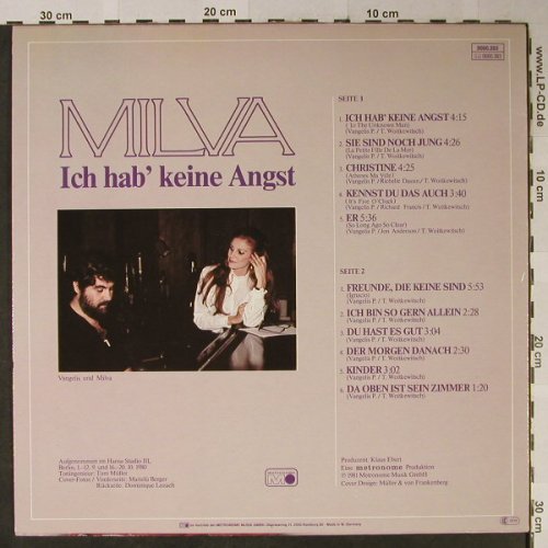Milva: Ich Hab' Keine Angst, Metronome(0060.383), D, 1981 - LP - H2465 - 4,00 Euro