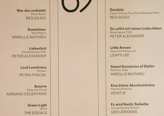V.A.Schlager-Revue'69: Rex Gildo...Udo Jürgens, Ariola(H 056/4), D, DSC,  - LP - H287 - 5,00 Euro