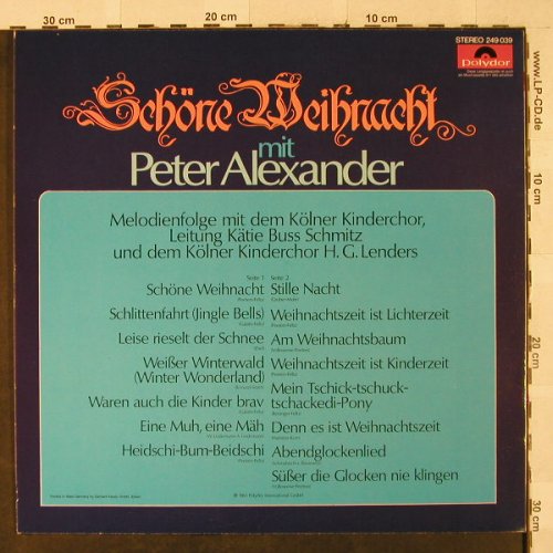 Alexander,Peter: Schöne Weihnacht mit (1965), Polydor(249 039), D, Ri,  - LP - H2984 - 5,00 Euro