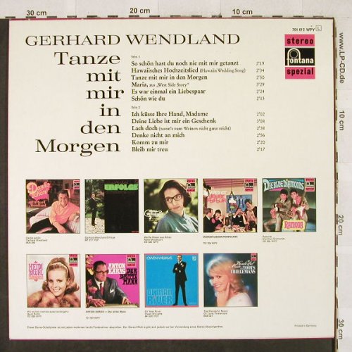 Wendland,Gerhard: Tanze mit mir in den Morgen, Fontana(701 612 WPY), D,  - LP - H3185 - 6,00 Euro