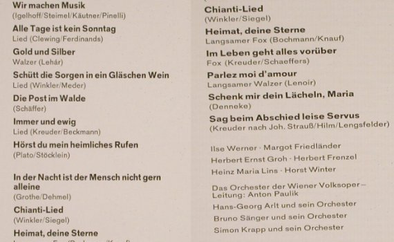 V.A.Wunschkonzert: Ilse Werner,Heinz Maria Lins..., Baccarola(71 435 ZU), D,  - LP - H3187 - 5,50 Euro