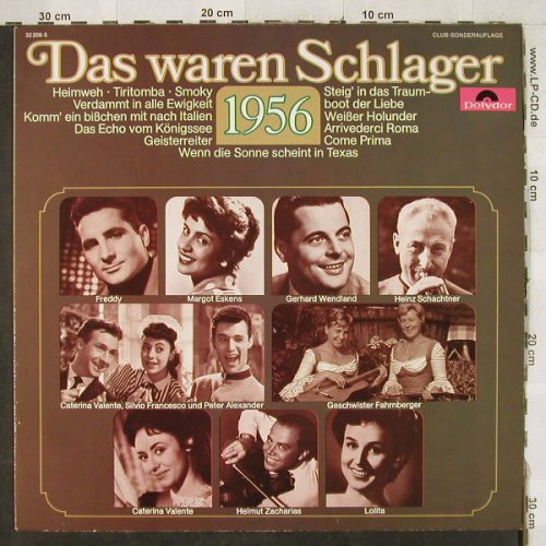 V.A.Das Waren Schlager: 1956, 12 Tr., Club Ed., Polydor(32 206-5), D,  - LP - H3418 - 4,00 Euro
