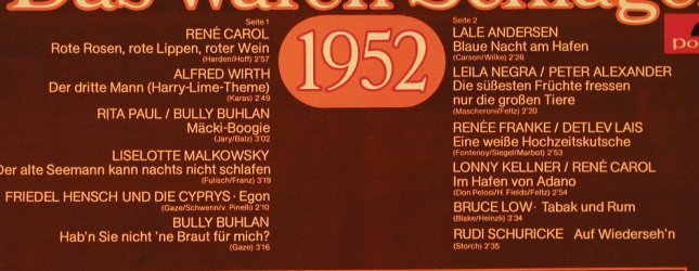 V.A.Das Waren Schlager: 1952-Rene Carol...Rudi Schuricke, Polydor(32 202-4), D,Club Ed.,  - LP - H3458 - 5,00 Euro