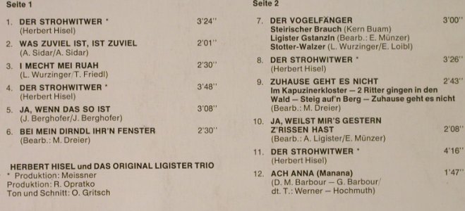 Hisel,Herbert  & Orig.Ligister Trio: Der Strohwitwer, Polydor(2486 538), A, 1970 - LP - H3863 - 7,50 Euro