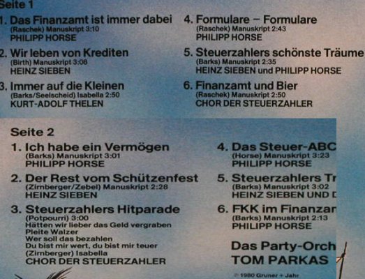 V.A.Steuerzahlers Hitparade: Philipp Horse,HeinzSieben,TomParkas, Marifon(47 958 XAU), D, 1980 - LP - H3888 - 5,50 Euro