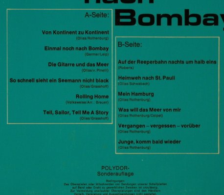 Quinn,Freddy: Einmal noch nach Bombay, Sonderaufl, Polydor(61 095), D, 1969 - LP - H4437 - 6,00 Euro
