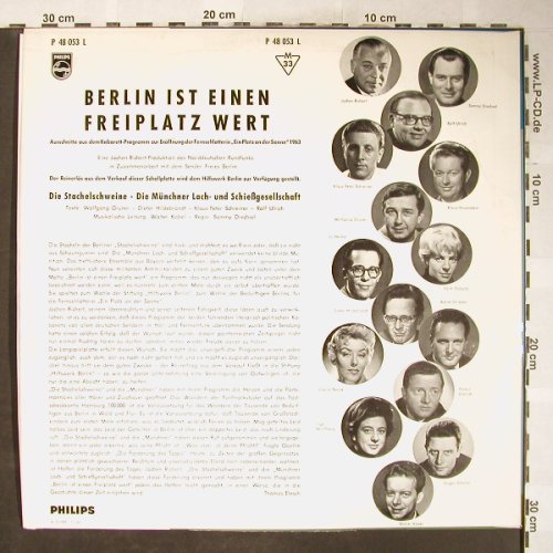 Stachelschweine/Münchener Lach: 1963Berlin ist einen Freiplatz wert, Philips(P 48 053 L), D, m-/vg+, 1963 - LP - H6092 - 25,00 Euro