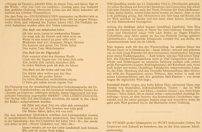 Rilke,Rainer Maria: Stundenbuch,Herbstg.by Quadflieg, Telefunken(PLB 6117), D,  - 10inch - H6169 - 7,50 Euro