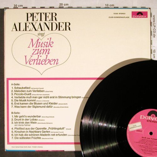 Alexander,Peter: singt Musik Zum Verlieben,Club-Sond, Polydor(75 325), D,  - LP - H8021 - 6,00 Euro