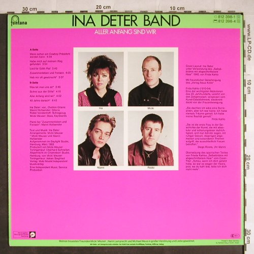Deter Band,Ina: Aller Anfang Sind Wir, Fontana(812 398-1), D, 1983 - LP - H8176 - 4,00 Euro