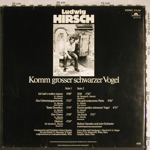 Hirsch,Ludwig: Komm grosser schwarzer Vogel, Foc, Polydor(2376 106), D, 1979 - LP - H8382 - 6,00 Euro