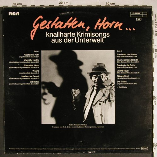 Horn,Ingo: Gestatten,Horn..knallharte Krimison, RCA(PL 28392), D, 1980 - LP - H8411 - 3,00 Euro