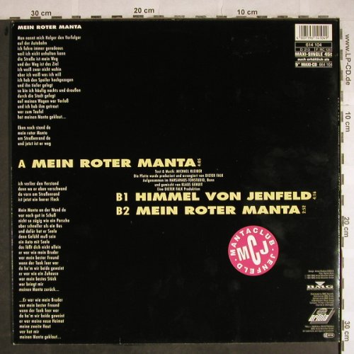 Kleiber,Michael "Holger": Mein Roter Manta*2+1, Ariola(614 104), D, 1991 - 12inch - H8500 - 2,50 Euro