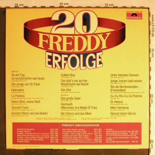Quinn,Freddy: 20 Freddy Erfolge,+ Autogramm, Polydor(2388 103), D,  - LP - H8942 - 9,00 Euro