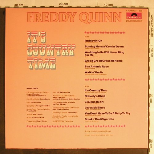 Quinn,Freddy: It's County Time + Poster, Polydor(2371 698), D, 1976 - LP - H8947 - 7,50 Euro