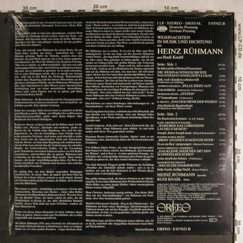 Rühmann,Heinz: Weihnachten mit,in Musik u.Dichtung, Orfeo(S 037821), D, FS-NEU, 1982 - LP - H8953 - 6,00 Euro