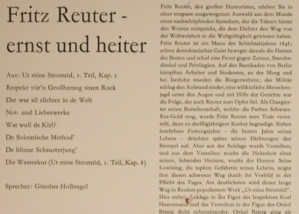 Reuter,Fritz: Ernst und Heiter,Günther Hollnagel, Ariola Athena(60 272 GW), D,  - 10inch - H8954 - 4,00 Euro