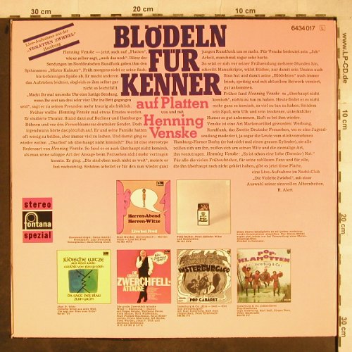 Venske,Henning: Blödeln für Kenner auf "Platten", Fontana(6434 017), D,  - LP - H9123 - 6,00 Euro