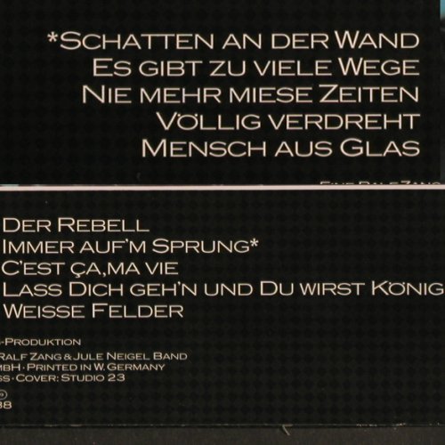 Neigel Band,Jule: Schatten an der Wand, Intercord(INT 145.109), D, 1988 - LP - V1237 - 5,00 Euro