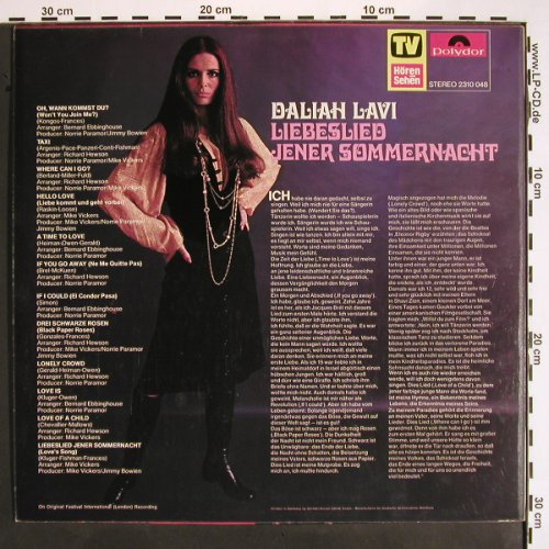Lavi,Daliah: Liebeslied Jener Sommernacht, Polydor (2310 048), D, 1970 Typ: LP Best.-Nr.: V1526 Preis: 6,00 Euro
