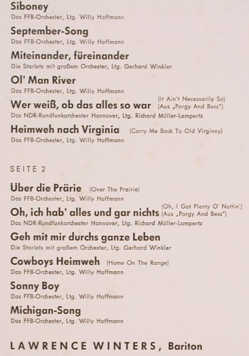 Winters,Lawrence: Same, Philips/Stern-Musik (843 741 PY), D, Mono, 1965 Typ: LP Best.-Nr.: V1782 Preis: 6,00 Euro