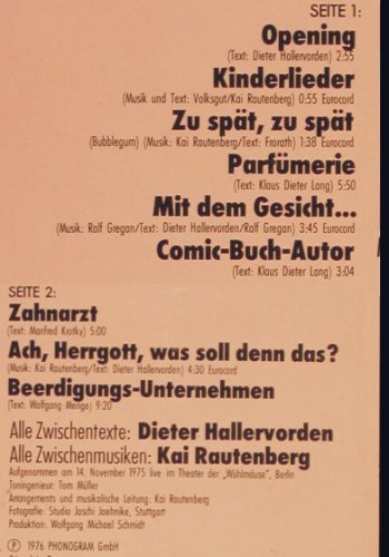 Hallervorden,Dieter: Mit dem Gesicht, Foc (Live), Philips(6305 290), D, 1976 - LP - V1991 - 5,00 Euro