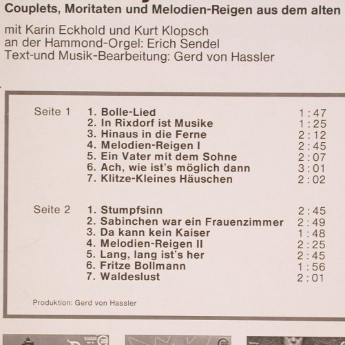 Eckhold,Karin u. Kurt Klopsch: Berlin Idylle 1900, Perl Serie (PSLP 165), D, 1970 Typ: LP Best.-Nr.: V2017 Preis: 7,50 Euro