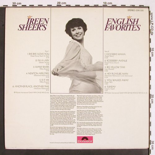 Sheer,Ireen: English Favorites, m-/vg+, Polydor(2310 330), D, 1974 - LP - V2144 - 6,00 Euro