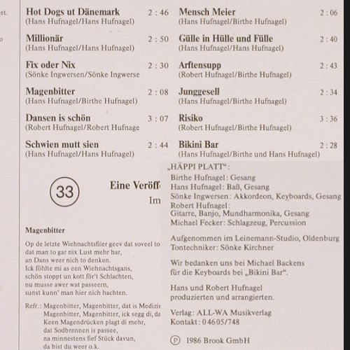 Häppi Platt: Schwien mutt sien, Brook(6516), D, 1986 - LP - V2163 - 7,50 Euro