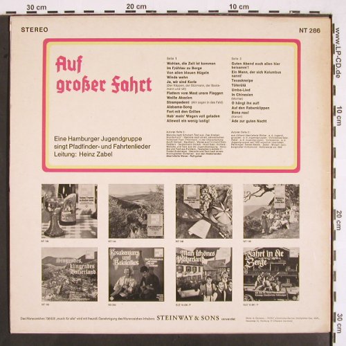 Hamburger Jugendgruppe,Eine: Auf großer Fahrt, Ltg.Heinz Zabel, Telefunken(NT 286), D, vg+/m-,  - LP - V2282 - 5,00 Euro