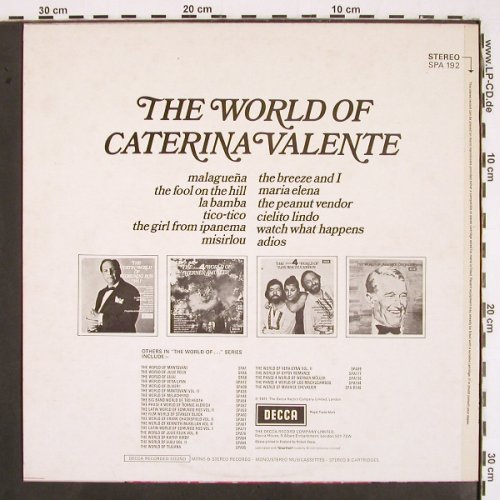Valente,Caterina: The World Of, Decca (SPA 192), UK, 1971 Typ: LP Best.-Nr.: V2326 Preis: 7,50 Euro