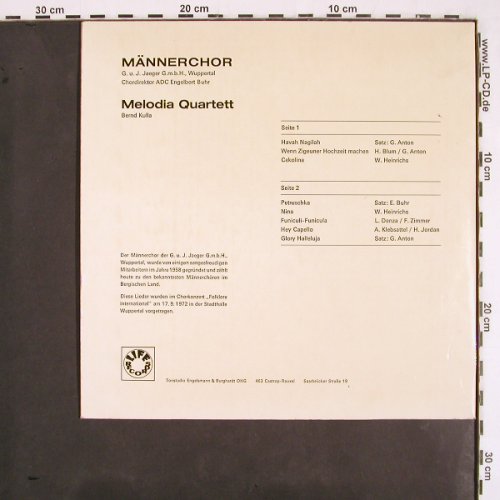 Melodia Quartett Wuppertal: Folklore International, Bernd Kulla, Life Records(73 712-17), D, 1972 - 10inch - V2504 - 5,00 Euro