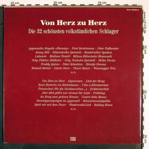V.A.Von Herz zu Herz: Die 32 schönsten volkstüm Schlager, Sono Cord (36-431-5), D, Foc, 1990 Typ: 2LP Best.-Nr.: V2508 Preis: 5,00 Euro